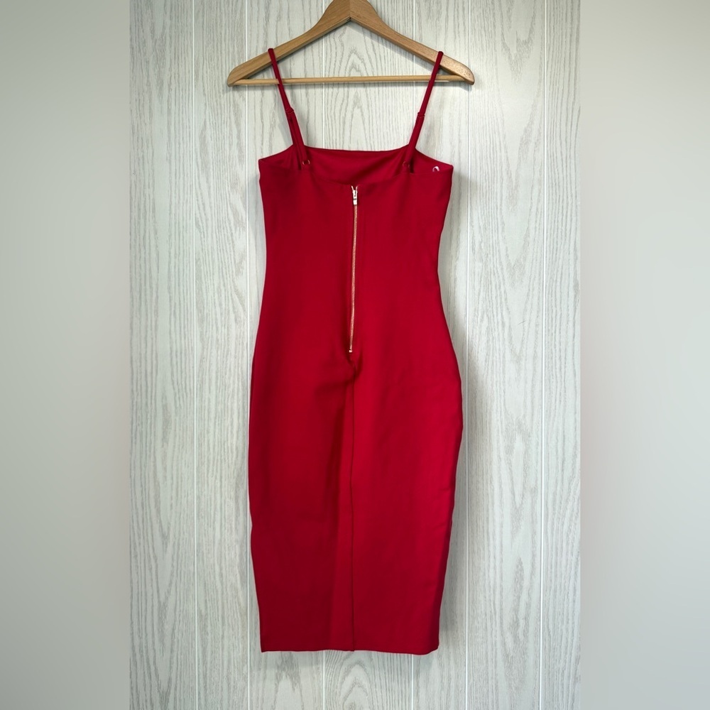 Lulus Paulina Red Bodycon Midi Dress Spaghetti Strap Size Small - Picture 4 of 5